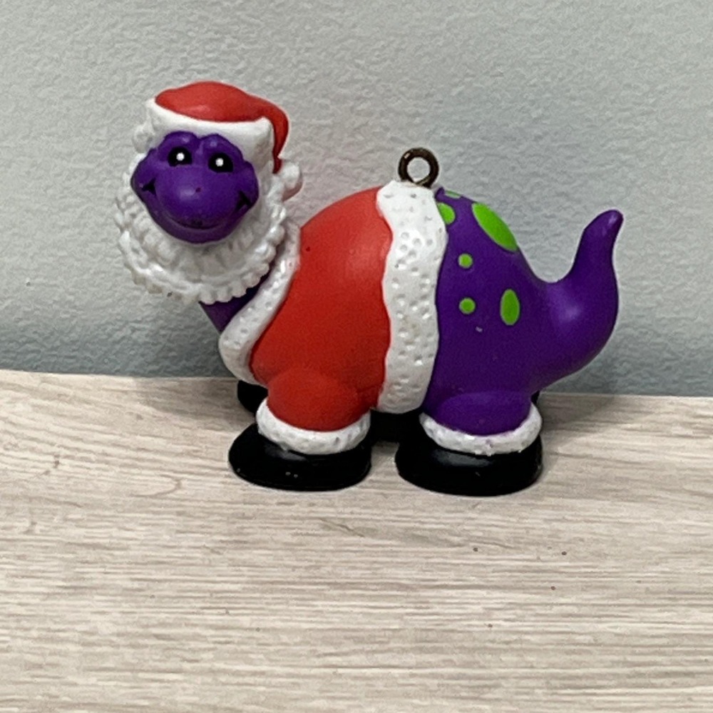 House of Lloyd 1993 Purple Dinosaur Santa Ornament Christmas Decoration